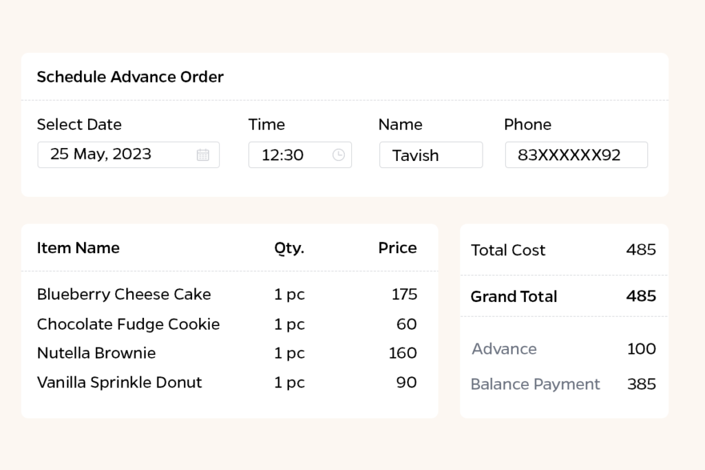 Advance Ordering