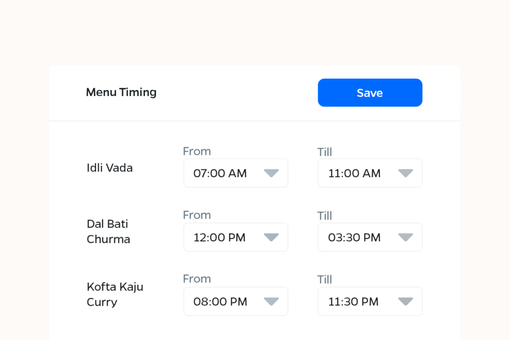 Customizable Menu Timing