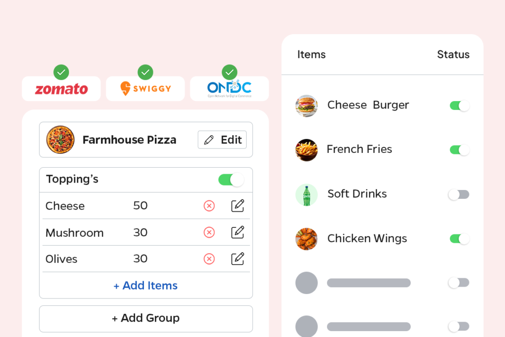 Menu Updations & Changes