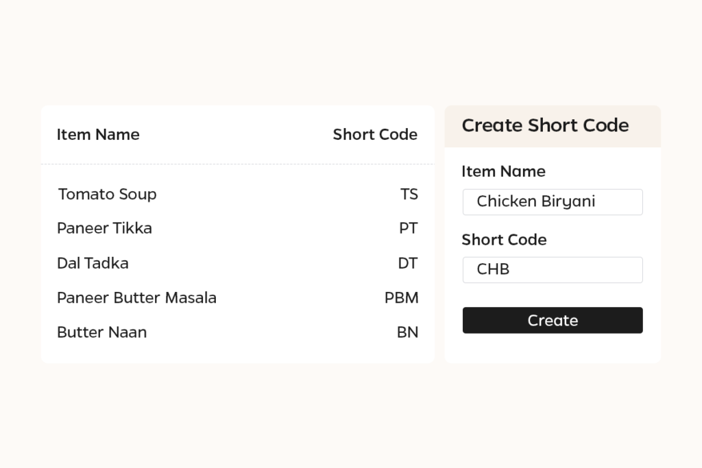 Short-Codes For Quick Billing
